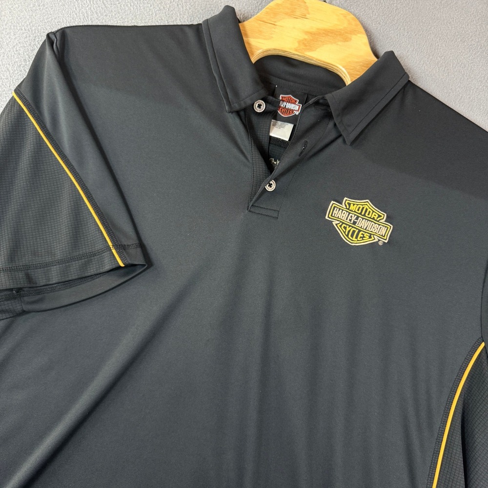 Harley-Davidson Grand Cayman Mens 3XL Black Performance Polo Shirt Orange Piping